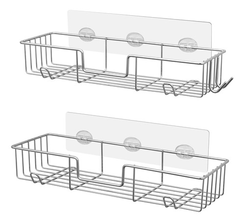 Amazerbath Cesta Adhesiva Para Ducha Con Ganchos, Estante De