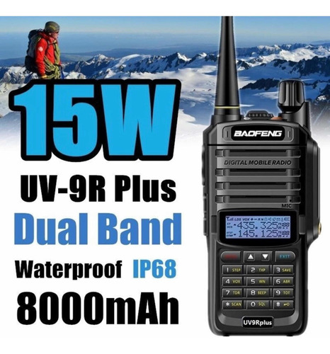 Radio Portátil Baofeng Uv9r Plus De 15w Uhf Vhf Waterproof