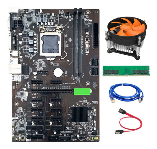 Placa Base Minera B250 Lga 1151 Con Cable Y Conector De Red