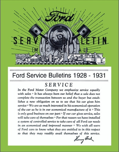 Ford 1928-1931 Boletines De Servicio Tecnico Version Papel