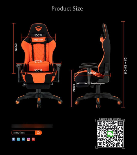 Imagen 7 de 9 de Silla Gamer Reclinable Con Masajeador Meetion Chr 25