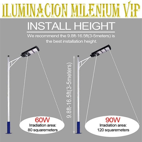 Lampara Reflector Solar Led 60w Para Poste Alumbrado Publico