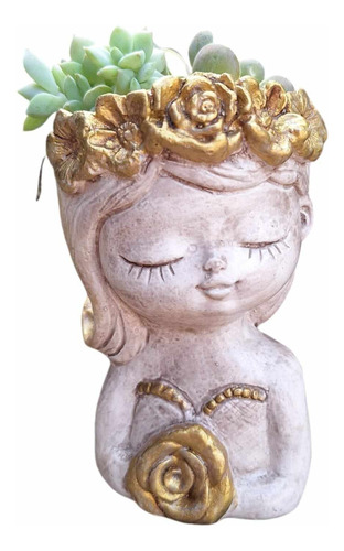 Maceta Figura Deco Nena Pintada Siete Vidas -set 5 Unidades Beige Rosa