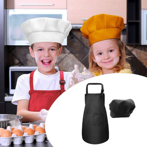 2x Delantal Y Sombrero Para Niños, Delantal De Cocina Para