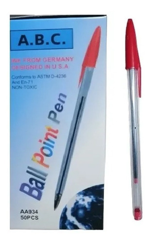 Lapicera Birome Abc Boligrafo Tipo Bic X50 Unidades Colores 