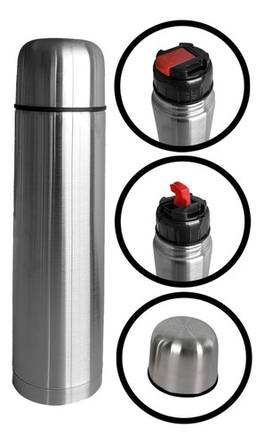 Termo Acero Bala 1lt Acero Inox Pico Matero Cebador 24hrs