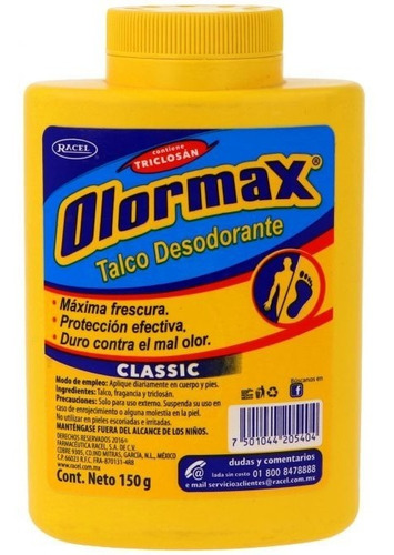 Talco Desodorante Olormax Classic 150grs
