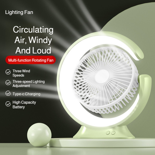 Ventilador Giratorio Caqui Con Lámpara De Mesa Giratoria Fan