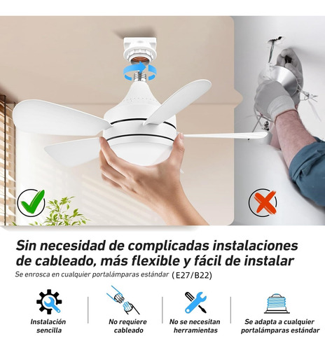 Foco Lámparas Ventilador De Techo Led Modernas Base Para E27