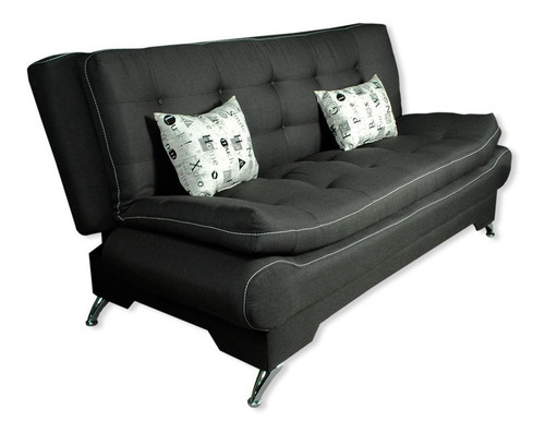 Sofá sofá cama Santana Furniture Berlín de 2 cuerpos color negro de poliuretano y patas color plateado de metal