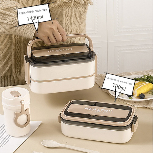 Doble Grado Alimenticio Acero Inoxidable Aislado Lunch Box Una Sola Capa 700ml