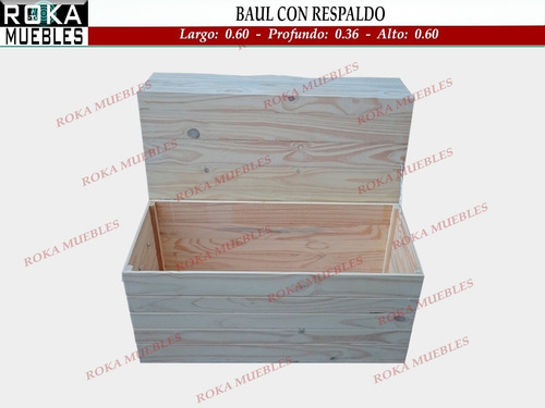 Imagen 3 de 5 de Baul Con Respaldo Asiento Pino 60 Roka