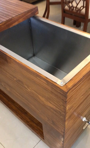 Imagen 5 de 6 de Hielera De Madera Premium Con Tina De Acero Inoxidable
