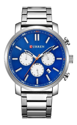 Reloj analógico para hombre Curren 8315 plateado y azul