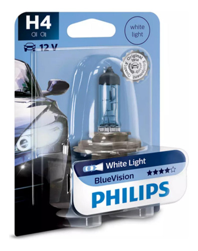 Lampadas Philips Blue Vision H4 P43t 12v 60/55w Blue Vision