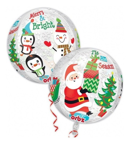 Globo Orbz Navidad Escenas Mono Nieve Santa Pinguino Merry B