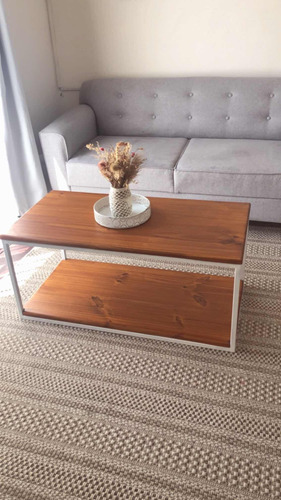 Mesa Hierro Y Madera De Living