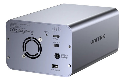Gabinete Externo Dual Unitek Usb C Para 2 Discos Con Raid