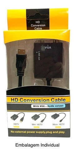 2 Cabo Conversor Adaptador Mini Hdmi Para Vga - Rb Tronics