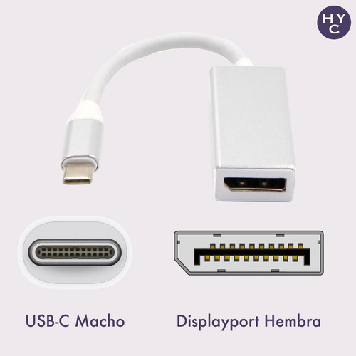 Imagen 3 de 10 de Adaptador Usb C A Displayport 4k Uhd Computadora Celular