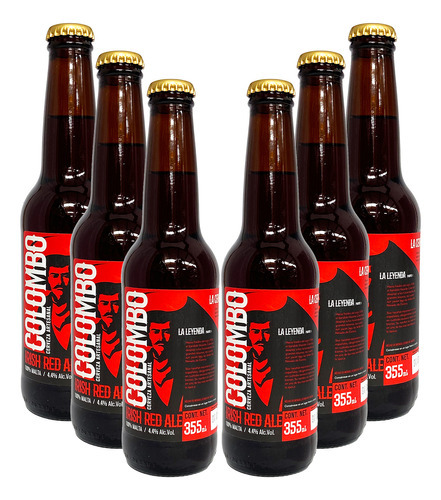 Six Pack Cerveza Artesanal Colombo Irish Red Ale 355 Ml