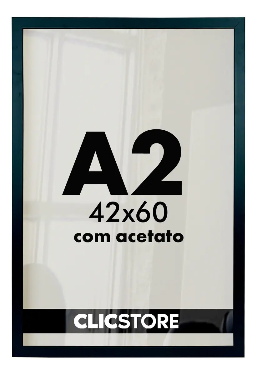 Moldura A2 Acetato 42x60 Quadros Poster Foto Quarto Fundo Cor Preto