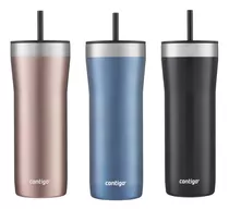 Contigo Streeterville - Vaso de acero inoxidable aislado al vacío con  popote y tapa deslizante a prueba de salpicaduras, mantiene las bebidas