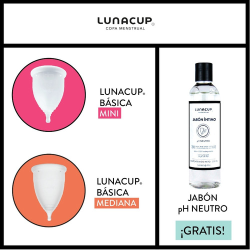 Imagen 6 de 7 de Copa Menstrual Lunacup Duo Pack: 1 Mini + 1 Grande + Regalo