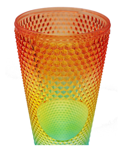 Trio Vasos Texturizados Con Tapa Y Popote Colores Degradados