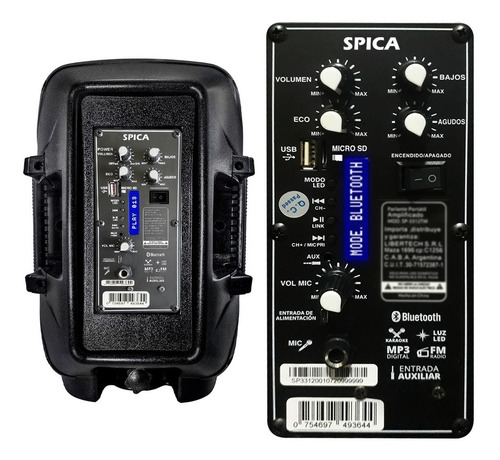 Parlante Portatil Spica SP-3312TM Bluetooth Karaoke Bateria Recargable Luces RGB Microfono