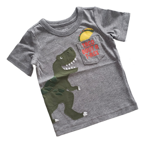 Remera Dinosaurio Bebe Manga Corta Gris Carters 12 Meses 