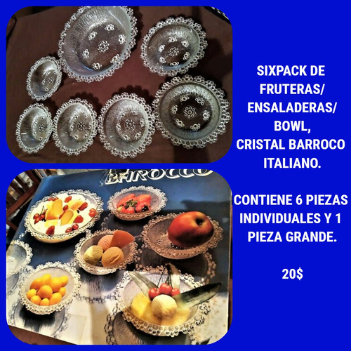 Juego D 6ensaladeras/fruteras+bowl/cristal Barroco Italiano