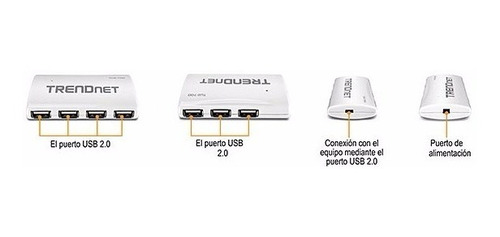 Imagen 5 de 7 de Hub Trendnet Tu2-700 7 Puertos Usb + Adaptador Corriente
