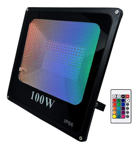 Imagen 1 de 10 de Reflector Rgb Led Exterior 100w Con Control Remoto Colores 