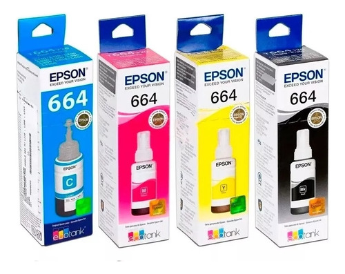 Tinta Epson 664 4 Colores Original L606 L555 L455 L355 L300 