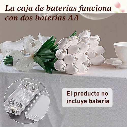 Lámpara Led Luz Nocturna Tulipanes Lampara Con 10 Flores Blanco Lampara Tulipanes Ramo de Flores Ramo de Tulipanes