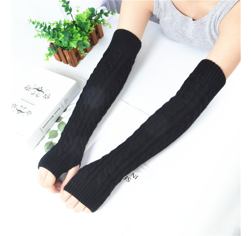 2 Pares De Guantes Sin Dedos De Invierno De Punto Largo,