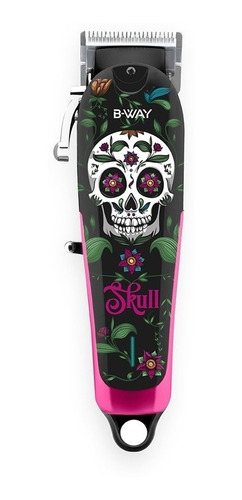 Imagen 1 de 3 de Cortadora de pelo B-Way Skull rosa y negra 100V/240V
