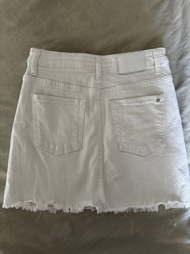 Pollera Jean Blanca Elastizada Tucci Xs Impecable (Usado)