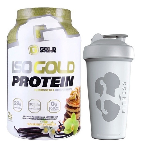 Iso Gold Protein Gold Nutrition Hidrolizada X 2 Lb + Vaso Sabor Vainilla