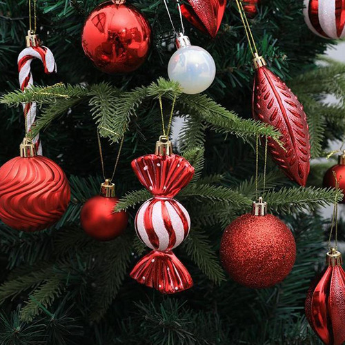 Juego De 40 Adornos De Bolas De Navidad, Adornos Rojo