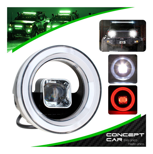 Faro Proyector Hiper Led Lupa Ojo Angel 5 PuLG Moto 4x4 Jeep