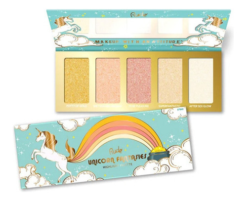 Paleta De 5 Iluminadores Unicorn Fantasies Para El Rostro Rude Cosmetics