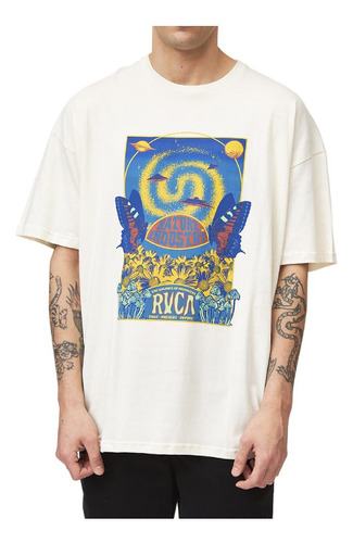 Rvca Spaced Out Oversize Tee Blanca Remera