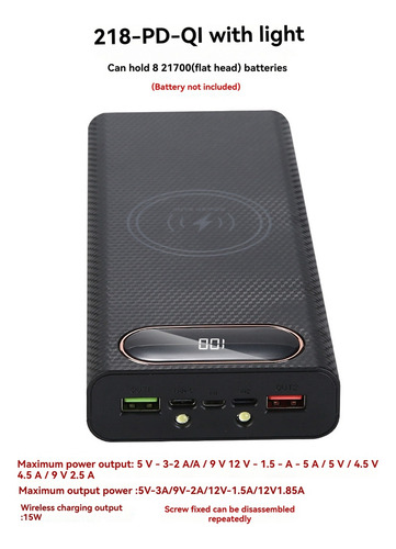Power Bank Diy Shell Case Cargador De Batería Con Iluminació