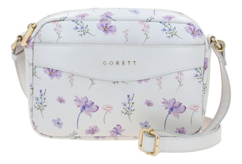 Bolso Crossbody Chico Gorett Kleen Blanco Para Mujer Flores Blanco Floreado Oro Blanco