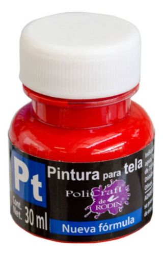 Pintura Para Tela Pt Rodin Policraft Acabado Suave 30ml Color Rojo Toluidino