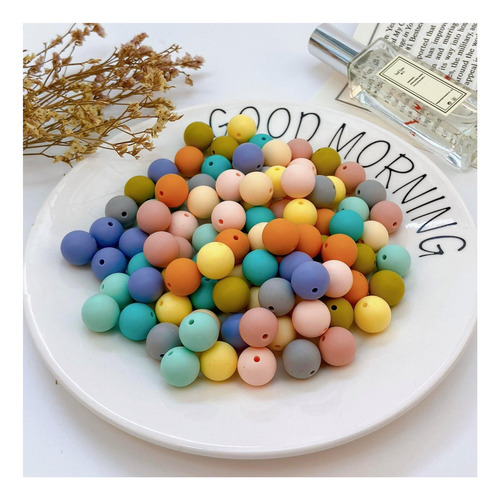 15 Mm 100pcs Cuentas Redondas De Silicona, Perlas De De Para