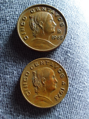 Moneda De Cinco Centavos,josefa,año 1968 Y 1973.