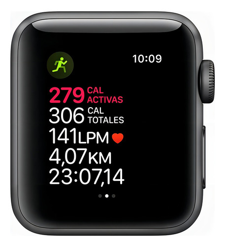 Apple Watch (GPS) Series 3 display de 1.496" con correa de fluoroelastómero color negro y caja color gris espacial - Bueno (Reacondicionado)
